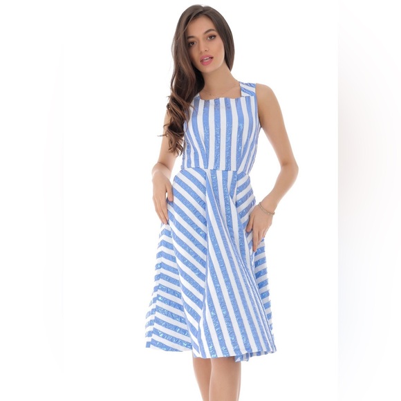 Closet London Iridescent Mermaid Stripe Dress - Picture 5 of 17